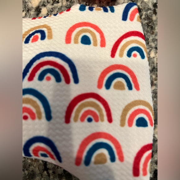 Custom Made  Rainbow and Solid Pink Headwrap / Head band / bow - Picture 3 of 7